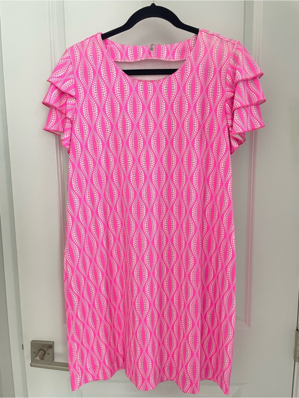 Lulu B UPF50 Cha Cha Sleeve Dress Pink White Print Resortwear Vacation sk16 - Picture 2 of 7